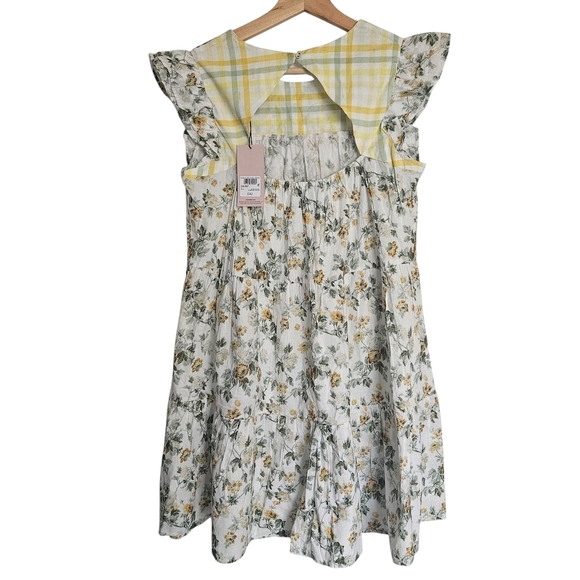 Laura Ashley Floral Ruffle Sleeve and Plaid Accents Dress Size 4 - Picture 2 of 11